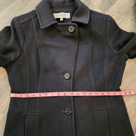Anne Klein Wool Cashmere Walking Coat Black 10 Classic Quiet Luxury Minimalist - Picture 15 of 16